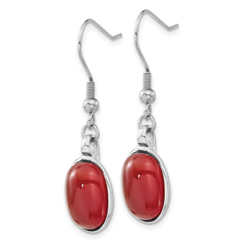 Stainless Steel Red Agate Earrings - Birthstone Company