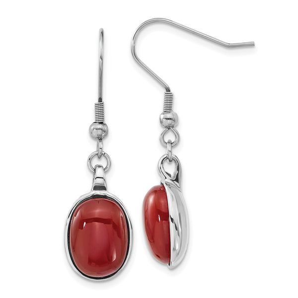 Stainless Steel Red Agate Earrings - Birthstone Company