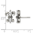 Stainless Steel Antiqued Fleur de lis with CZ Post Earrings - Birthstone Company