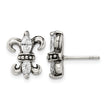 Stainless Steel Antiqued Fleur de lis with CZ Post Earrings - Birthstone Company