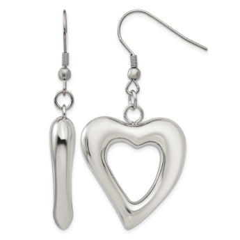 Stainless Steel Polished Hearts Dangle Earrings - Birthstone Company