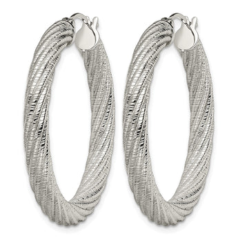 Stainless Steel Textured Hollow Hoop Earrings - Birthstone Company