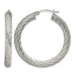 Stainless Steel Textured Hollow Hoop Earrings - Birthstone Company