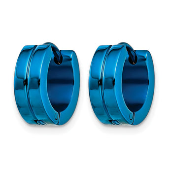 Stainless Steel Blue IP-plated Hinged Hoop Earrings - Birthstone Company