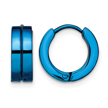 Stainless Steel Blue IP-plated Hinged Hoop Earrings - Birthstone Company