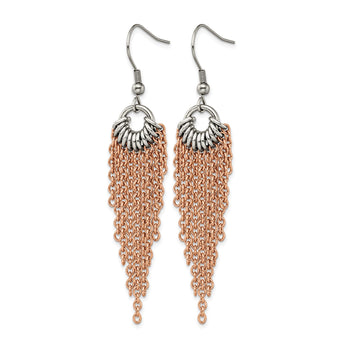 Stainless Steel Rose IP-plated Dangle Earrings - Birthstone Company