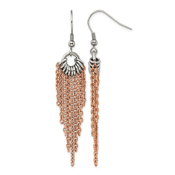 Stainless Steel Rose IP-plated Dangle Earrings - Birthstone Company