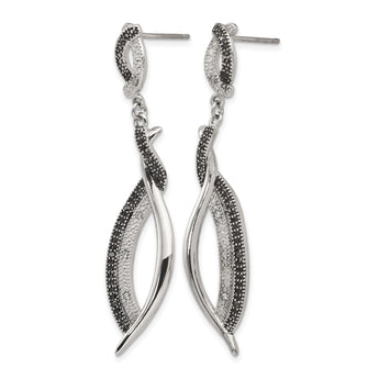 Stainless Steel Antiqued CZ Post Dangle Earrings - Birthstone Company