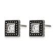 Stainless Steel Square CZ Antiqued Post Earrings - Birthstone Company