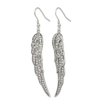 Stainless Steel CZ Shepherd Hook Dangle Earrings - Birthstone Company