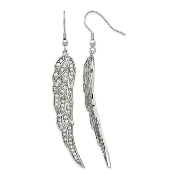 Stainless Steel CZ Shepherd Hook Dangle Earrings - Birthstone Company