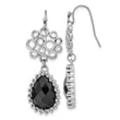 Stainless Steel Black Onyx Shepherd Hook Teardrop Earrings - Birthstone Company