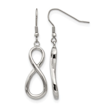 Stainless Steel Polished Infinity Symbol Shepherd Hook Earrings - Birthstone Company