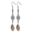 Stainless Steel Polished Pear Black Cubic Zirconia Drop Dangle Earrings for Women - Birthstone Company