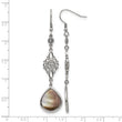 Stainless Steel Polished Pear Black Cubic Zirconia Drop Dangle Earrings for Women - Birthstone Company