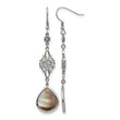 Stainless Steel Polished Pear Black Cubic Zirconia Drop Dangle Earrings for Women - Birthstone Company