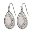 Stainless Steel Polished Rose Quartz and CZ Shepherd Hook Earrings - Birthstone Company