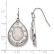 Stainless Steel Polished Rose Quartz and CZ Shepherd Hook Earrings - Birthstone Company