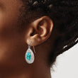 Stainless Steel Polished Imitation Turquoise and CZ Shepherd Hook Earrings - Birthstone Company