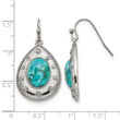 Stainless Steel Polished Imitation Turquoise and CZ Shepherd Hook Earrings - Birthstone Company