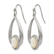 Stainless Steel Polished Pear Textured Mother of Pearl Drop Dangle Earrings for Women - Birthstone Company