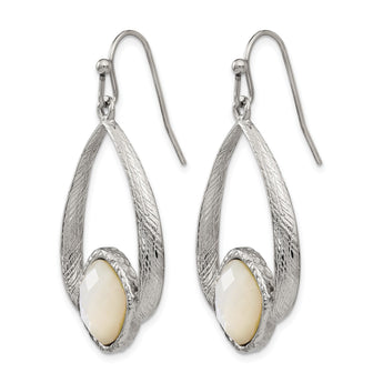 Stainless Steel Polished Pear Textured Mother of Pearl Drop Dangle Earrings for Women - Birthstone Company