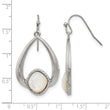 Stainless Steel Polished Pear Textured Mother of Pearl Drop Dangle Earrings for Women - Birthstone Company