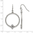 Stainless Steel Polished/Textured CZ Shepherd Hook Earrings - Birthstone Company