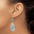Stainless Steel Polished/Hammered Imitation Turquoise/CZ Earrings - Birthstone Company