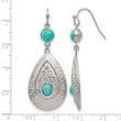 Stainless Steel Polished/Hammered Imitation Turquoise/CZ Earrings - Birthstone Company