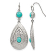 Stainless Steel Polished/Hammered Imitation Turquoise/CZ Earrings - Birthstone Company
