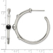 Stainless Steel Polished Black Onyx/CZ Post Hoop Earrings - Birthstone Company