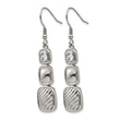 Stainless Steel Polished CZ Square Shepherd Hook Earrings - Birthstone Company