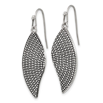 Stainless Steel Polished/Antiqued Wing Earrings - Birthstone Company