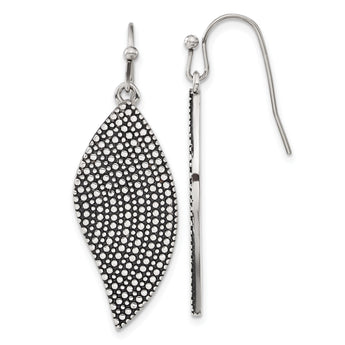 Stainless Steel Polished/Antiqued Wing Earrings - Birthstone Company