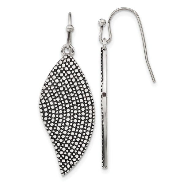 Stainless Steel Polished/Antiqued Wing Earrings - Birthstone Company