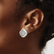Stainless Steel Polished Square CZ Post Earrings - Birthstone Company
