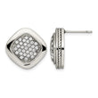 Stainless Steel Polished Square CZ Post Earrings - Birthstone Company