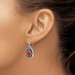 Stainless Steel Polished/Antiqued Red Agate/CZ Dangle Earrings - Birthstone Company