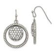 Stainless Steel Polished Circle CZ Shepherd Hook Earrings - Birthstone Company