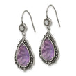 Stainless Steel Polished/Antiqued Purple CZ Earrings - Birthstone Company