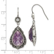 Stainless Steel Polished/Antiqued Purple CZ Earrings - Birthstone Company