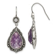 Stainless Steel Polished/Antiqued Purple CZ Earrings - Birthstone Company