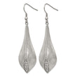 Stainless Steel Polished/Brushed CZ Shepherd Hook Earrings - Birthstone Company