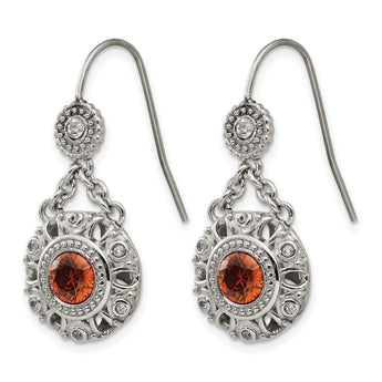 Stainless Steel Polished Red and Clear CZ Circle Earrings - Birthstone Company