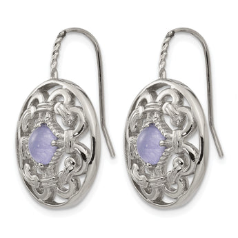 Stainless Steel Polished Synthetic Purple Calcedony Earrings - Birthstone Company