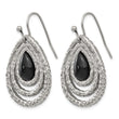 Stainless Steel Polished Black Onyx Shepherd Hook Earrings - Birthstone Company