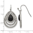 Stainless Steel Polished Black Onyx Shepherd Hook Earrings - Birthstone Company