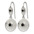 Stainless Steel Polished and Textured Black Onyx Circle Earrings - Birthstone Company