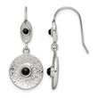 Stainless Steel Polished and Textured Black Onyx Circle Earrings - Birthstone Company